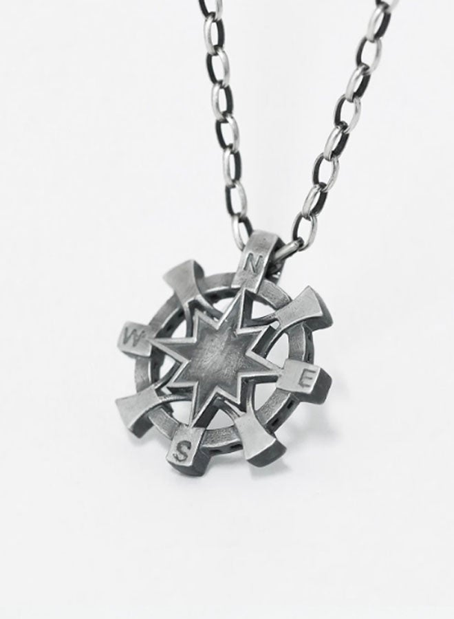 نيوترل دفة - إتقان اتجاه الحياة قلادة مجوهرات رجالية شخصية متعددة الاستخدامات أسلوب عصري الهيب هوب الشارع الرجعية الأوروبية والأمريكية العصرية الرجال والنساء سلسلة مفاتيح السيارة إكسسوارات شخصية قلادة (فضة ريترو) - Image 1