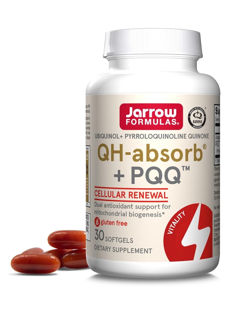 jarrow formulas QH-Absorb + PQQ - 30 Softgels - Supports Mitochondrial Biogenesis, Energy Production & Cardiovascular Health - Up to 30 Servings  - Image 1