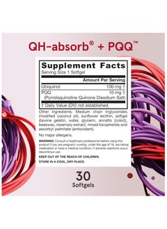 jarrow formulas QH-Absorb + PQQ - 30 Softgels - Supports Mitochondrial Biogenesis, Energy Production & Cardiovascular Health - Up to 30 Servings  - Image 2