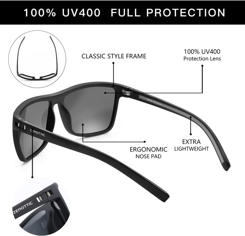 ZENOTTIC Polarized Sunglasses for Men - Lightweight TR90 Frame with UV400 Protection - Image 4