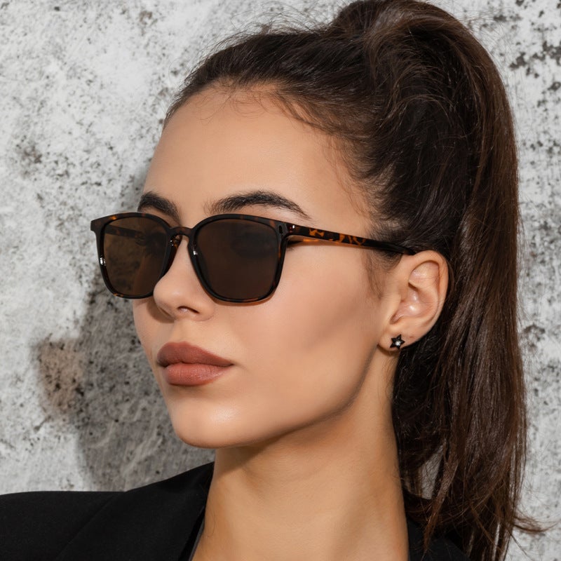 Generic Retro Square Sunglasses Unisex S21207 C02 leopard print 