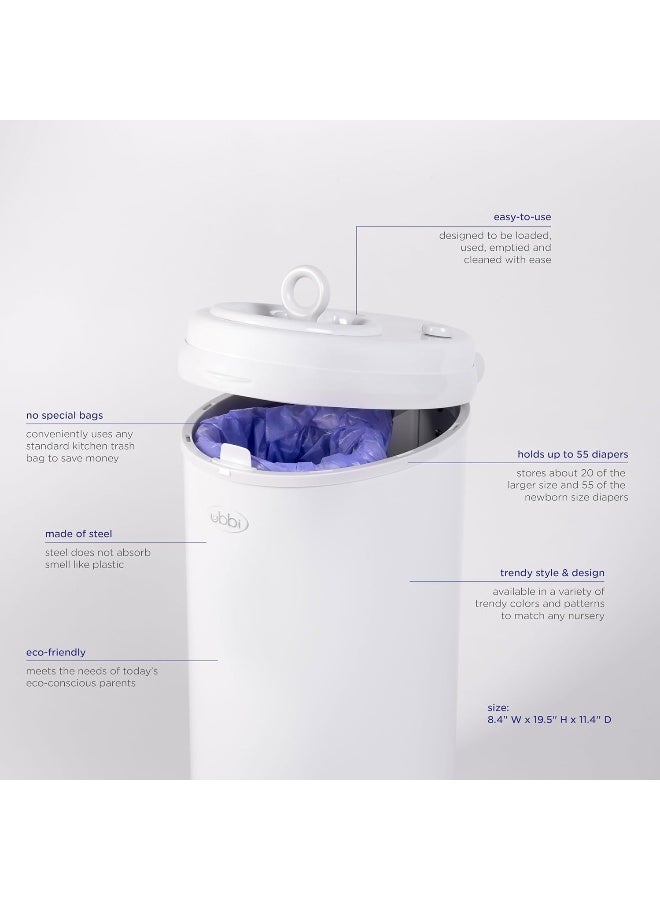 Ubbi Stainless Steel Diaper Pail, Odor Locking, No Special Bag Required, Award-Winning, Registry Must-Have, Taupe - Image 3