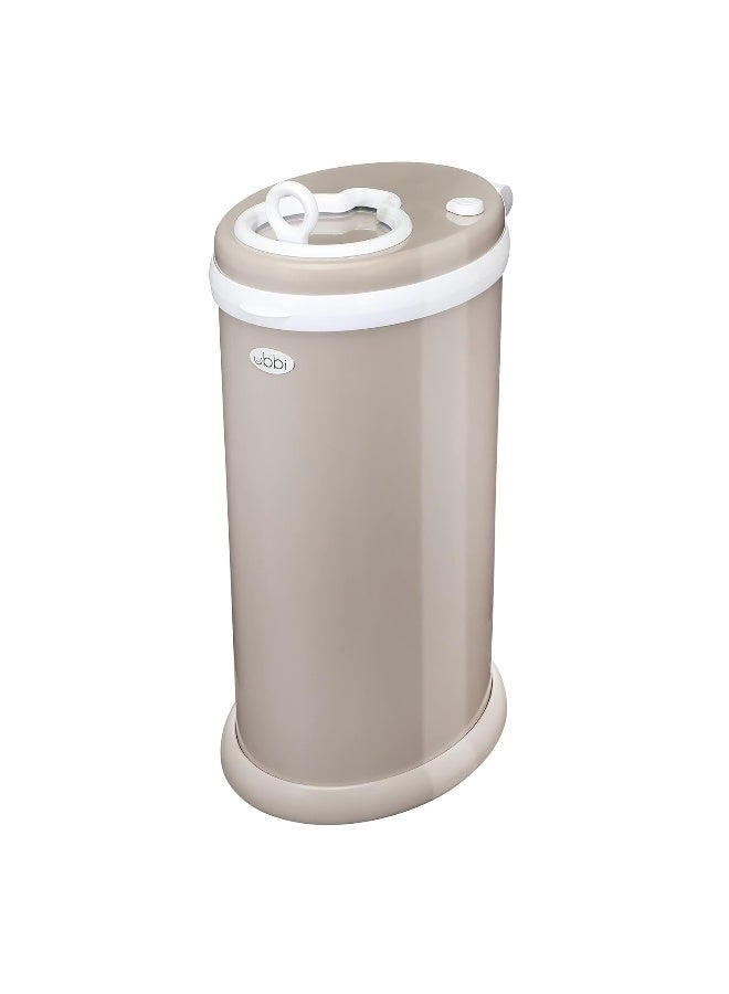 Ubbi Stainless Steel Diaper Pail, Odor Locking, No Special Bag Required, Award-Winning, Registry Must-Have, Taupe - Image 1