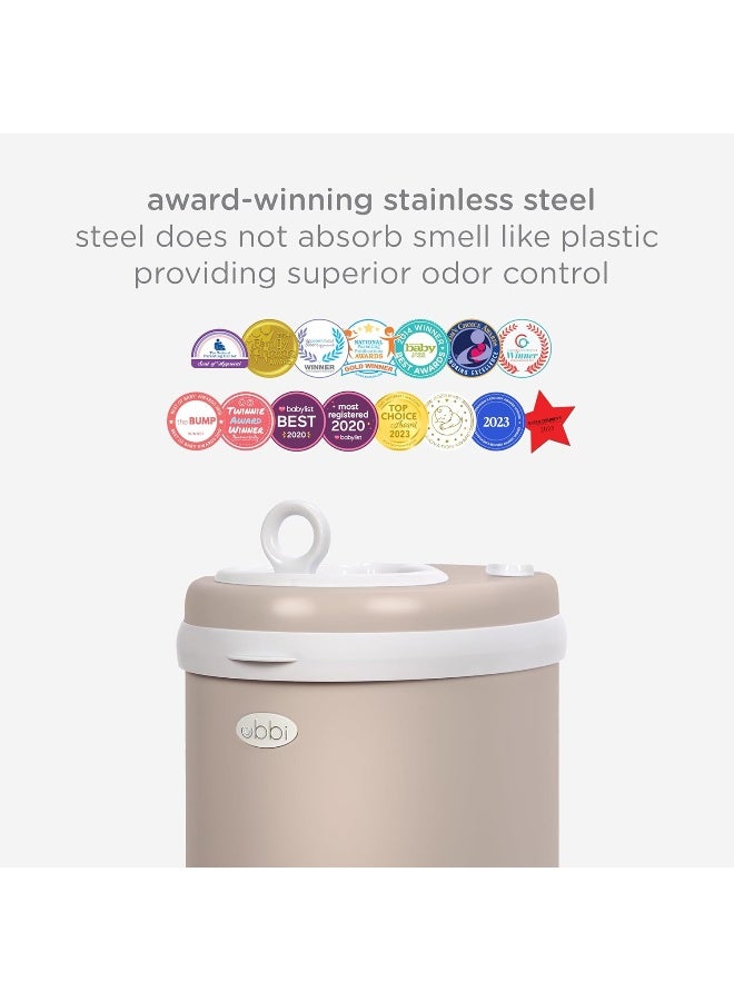 Ubbi Stainless Steel Diaper Pail, Odor Locking, No Special Bag Required, Award-Winning, Registry Must-Have, Taupe - Image 5