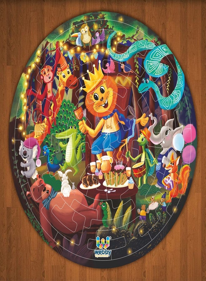 Webby Fazzle(New Puzzle Design) Jungle Party Theme Wooden Jigsaw Puzzle for Boys & Girls/Kids Toy with Display Stand, 50 Pcs - Image 3