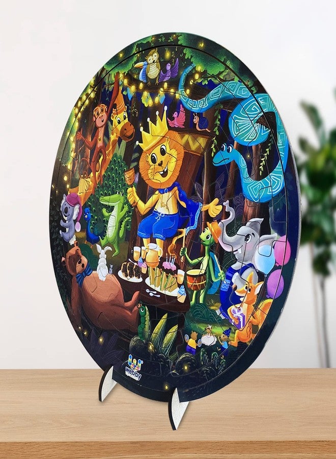 Webby Fazzle(New Puzzle Design) Jungle Party Theme Wooden Jigsaw Puzzle for Boys & Girls/Kids Toy with Display Stand, 50 Pcs - Image 5