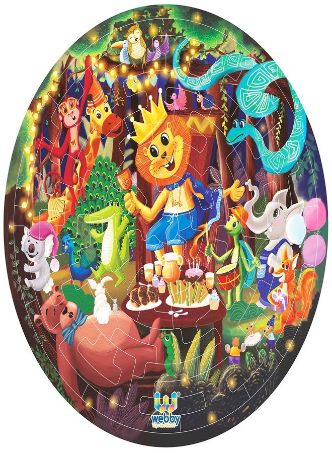 Webby Fazzle(New Puzzle Design) Jungle Party Theme Wooden Jigsaw Puzzle for Boys & Girls/Kids Toy with Display Stand, 50 Pcs - Image 2