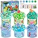 LAWOHO 6 Pack Dinosaurs Slime Kit for Kids Cloud Butter Clear Slimes with Glow in The Dark Addins Green Blue Dino Slime Super Soft and NonSticky Birthday Party Favor for Boys Girls - Image 3