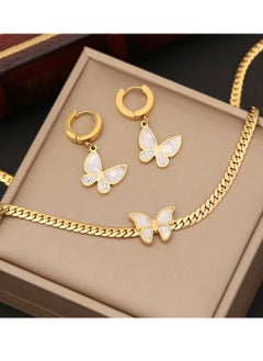 MissTiara Fashion Shell Butterfly Bracelet Necklace Earring Set Stainless Steel Clavicle Chain for Women Girls  - Image 3