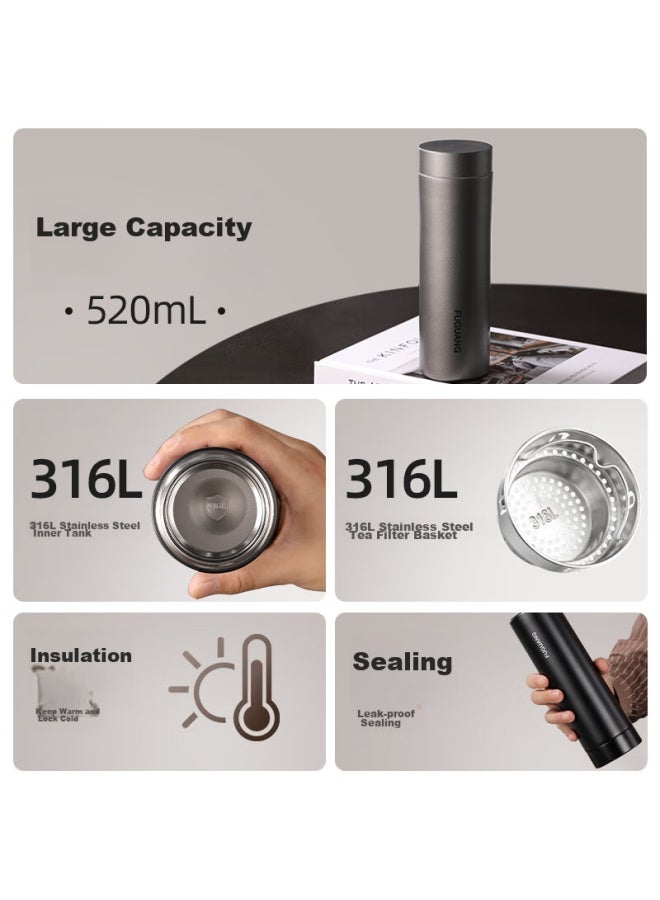 Tomimitsu Fuguang Insulated Mug, 316l Stainless Steel Water Cup, Tea Infuser For Men And Women, Gift, Cold-keeping Cup, Gift, 520ml - Image 1