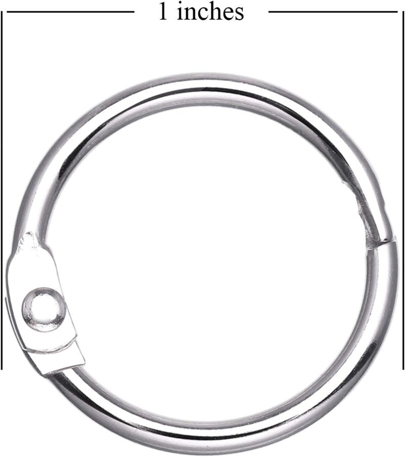 Antner 100Pcs Loose Leaf Binder Rings, 1" Diameter, Nickel Plated Metal Office Book Rings Keychain Key Rings Notebook Rings for School Office - Image 2