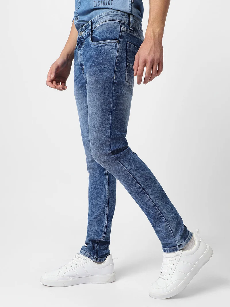 Urbano Fashion  Urbano Fashion Men's Blue Skinny Fit Washed Jeans Stretchable for Men | Best Price UAE