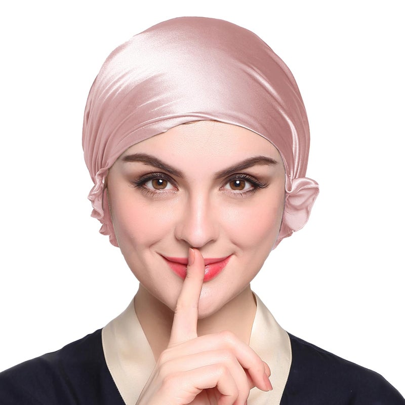 LilySilk Silk Bonnet for Sleeping Womens Sleep Cap 100 19MM Mulberry Silk for Long Curly Hair Adjustable Stretchy Rosy Pink - Image 2