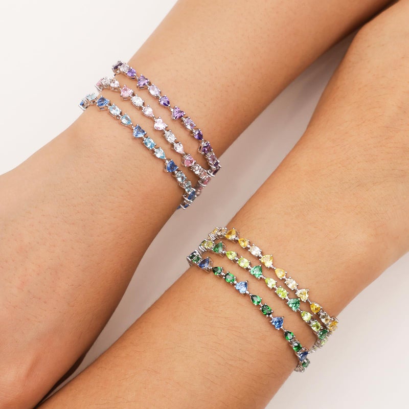 FANCIME 'Dawn' Tennis Bracelets Sterling Silver Berry Pop Oval Heart Teardrop Created Amethys Bracelets Fine Jewelry for Women 7.2" - Image 5