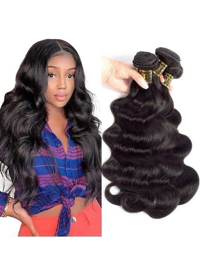 QTHAIR 14A Human Hair Bundles Body Wave Brazilian Virgin Body Wave Hair 100% Unprocessed Brazilian Virgin Human Hair Extensions Body Wave Bundles Human Hair (16" 16" 16",Natural Color) - Image 1