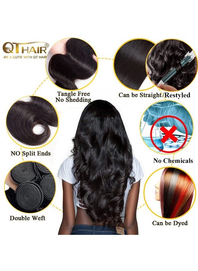 QTHAIR 14A Human Hair Bundles Body Wave Brazilian Virgin Body Wave Hair 100% Unprocessed Brazilian Virgin Human Hair Extensions Body Wave Bundles Human Hair (16" 16" 16",Natural Color) - Image 2