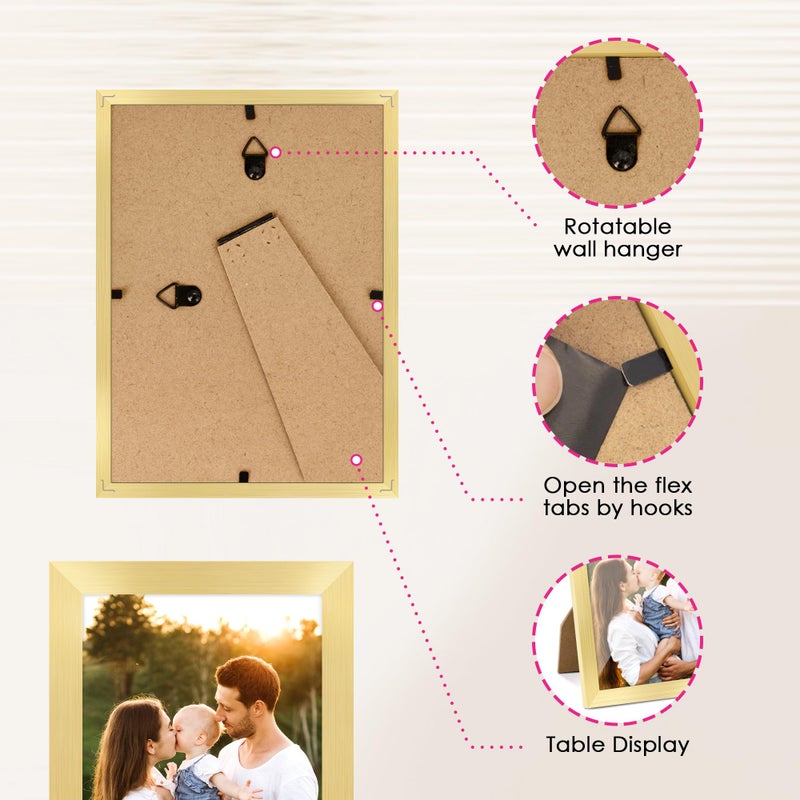 FIXSMITH 4x6 Picture Frame Bulk-4 Pack  Gold Picture Frames Collage Wall Decor  Wall & Tabletop Picture Frames  Photo Frame 4x6 with HD Plexiglass - Image 5