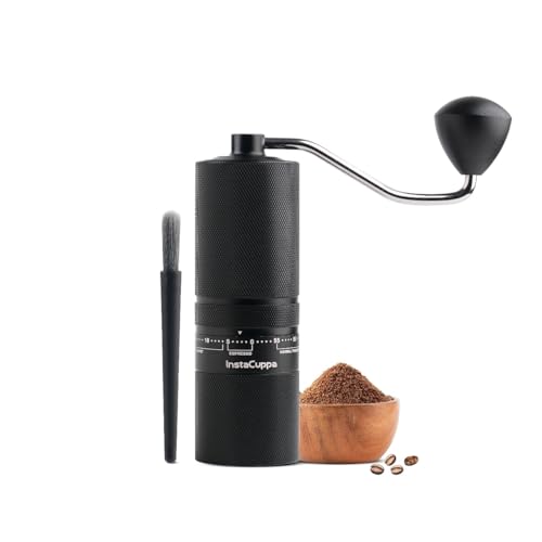 InstaCuppa Manual Coffee Grinder with 55 Grind Settings | Stainless Steel Burr | Hand Crank Mill for Espresso, French Press, Pour Over | External Adjustable Grind | Easy to Clean & Travel-Friendly - Image 1