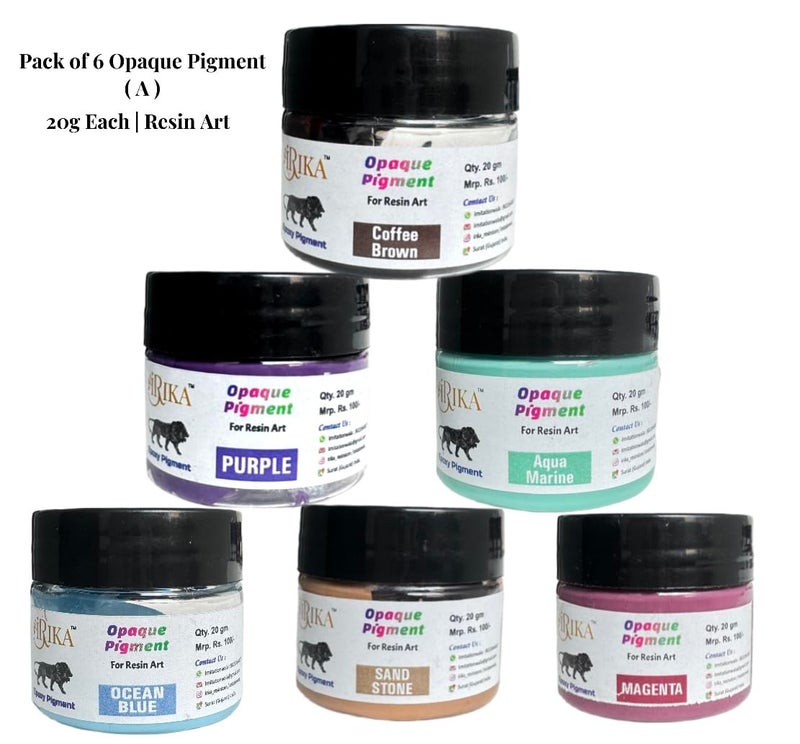 IRIKA Opaque Paste Pigment Resin Art Pigment Set - 6 Colors, 20g Each (Coffee Brown, Aquamarine, Purple, Ocean Blue, Sandstone, Magenta) - Image 4