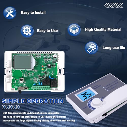 Fenglesha 60 Humidifier Control Humidistat with Outdoor Temperature Sensor compatible with AprilAire 400 500 600 700 Series Whole Home Dehumidifiers Replacement for AprilAire 60, 24VAC Digital Wall Mount - Image 4