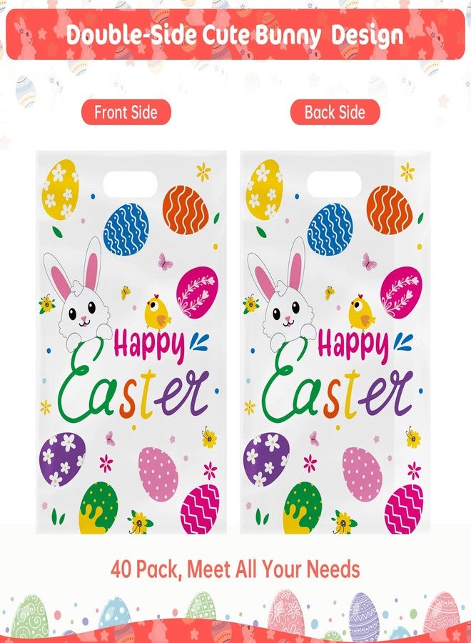 PADELO 40 Pack Happy Easter Treat Bags, Colorful Easter Gift Bags with Handles, Plastic Easters Eggs Bunny Goodie Candy Tote Favor Bag for Easters Egg Hunt Party Supplies and Gifts Wrapping, 6.5 X 10 inch - Image 3