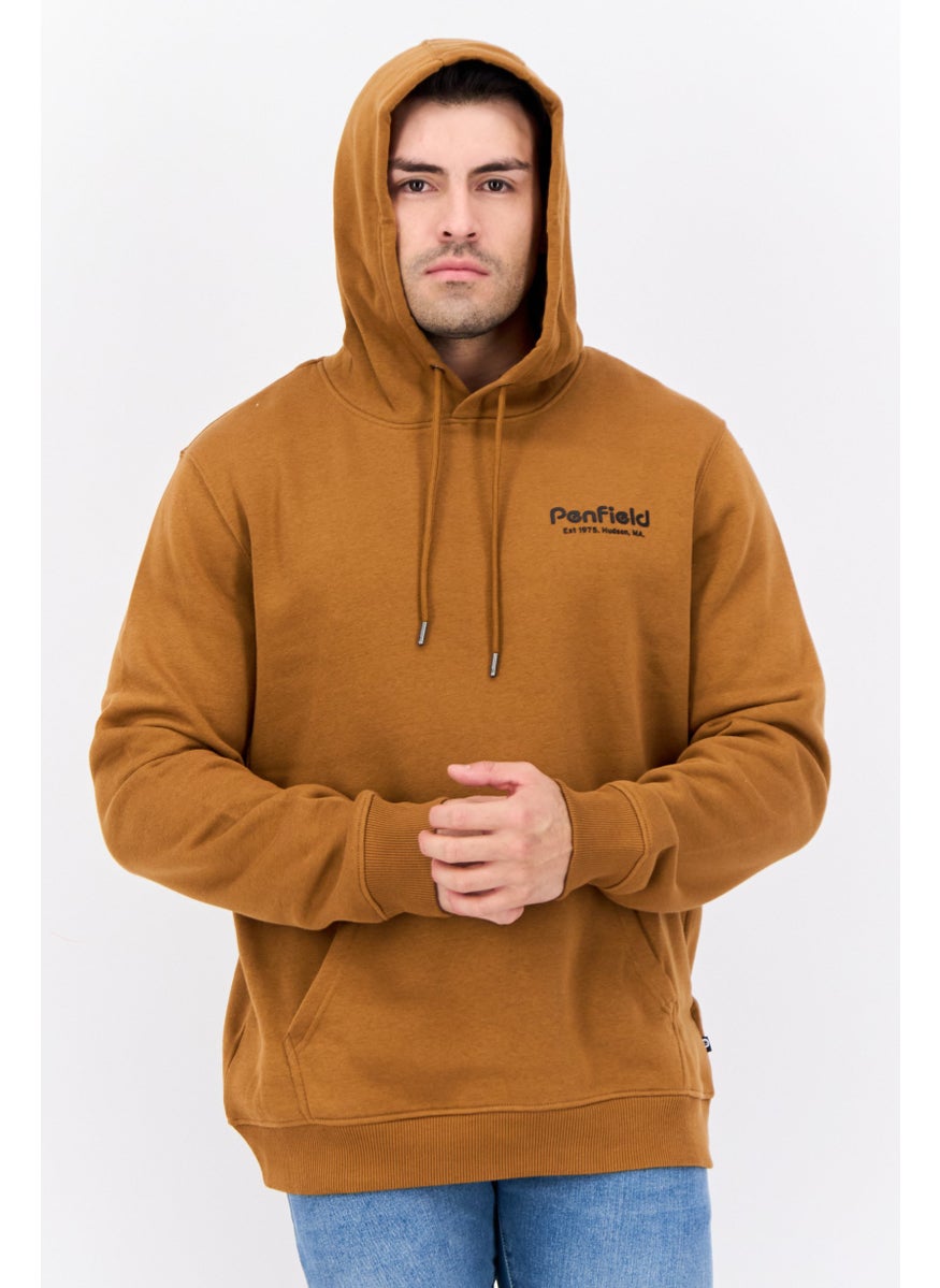 Penfield Men Hooded Brand Logo Long Sleeve Sweatshirt, Brown  - Image 1