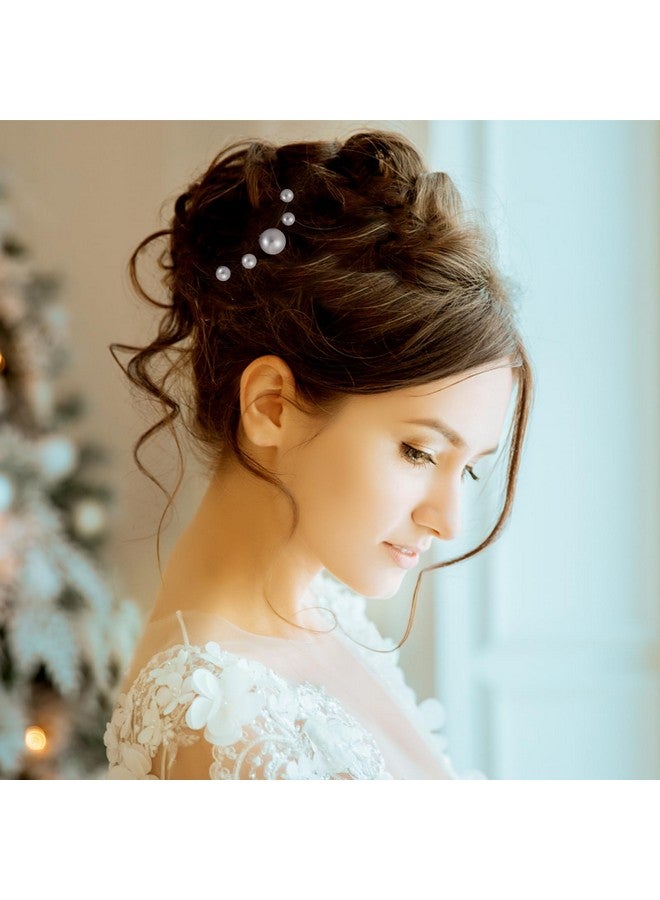 Juinte 48 Pieces Wedding Pearl Hair Pins Bridal Pearl Bobby Pins Clips For Hair U Shape Rhinestone Hair Pins Hair Accessories Barrette For Brides Bridesmaid Gril Women, 5 Sizes(Silver) - Image 2