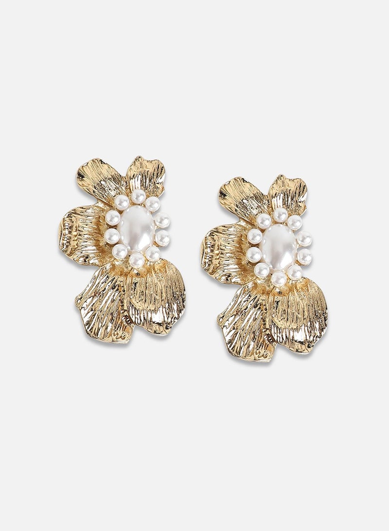 SOHI Flower Pearl Artificial Stud Earring Jewellery - Image 2