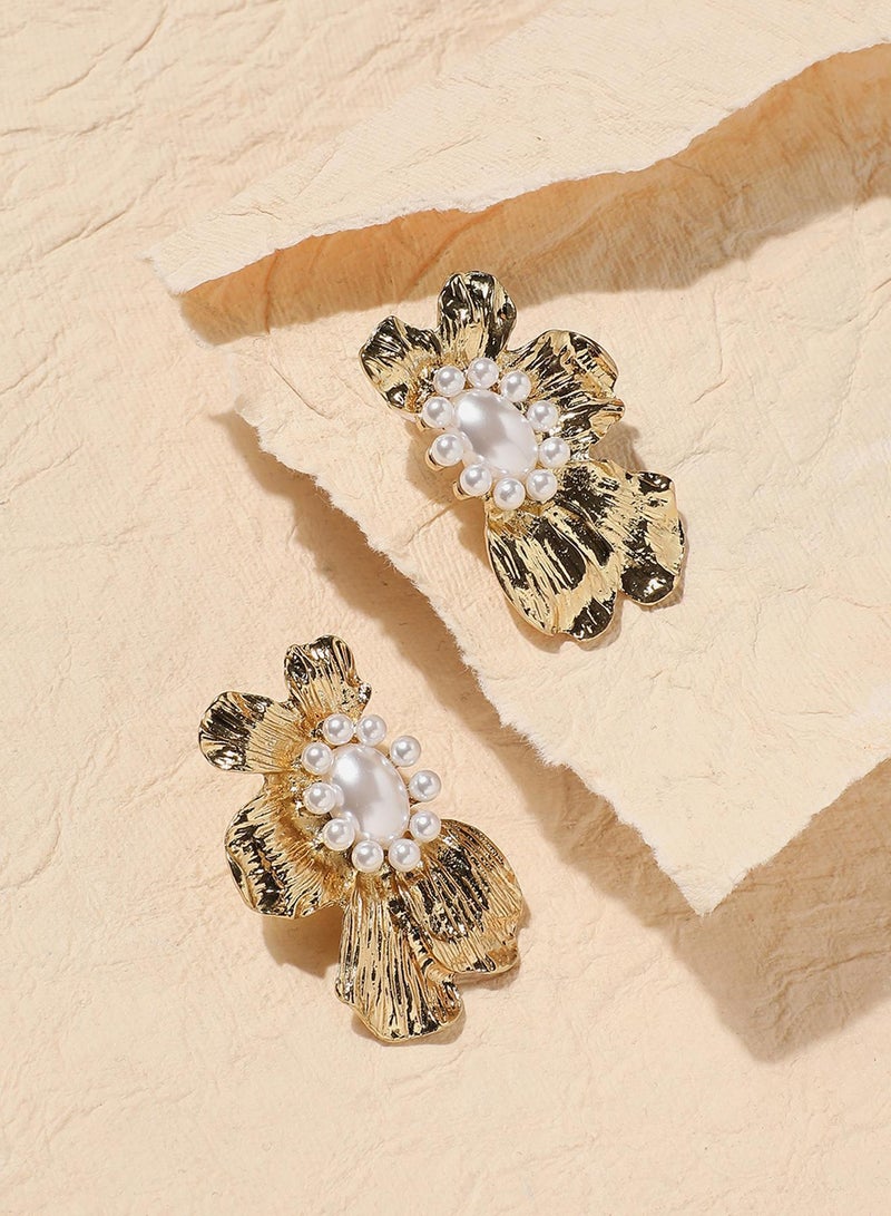 SOHI Flower Pearl Artificial Stud Earring Jewellery - Image 5