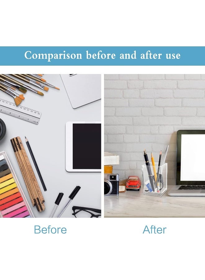 TPGP Acrylic Pencil Holder 3 Pcs Transparent Square Pen Holder For Office School Bathroom - Image 4