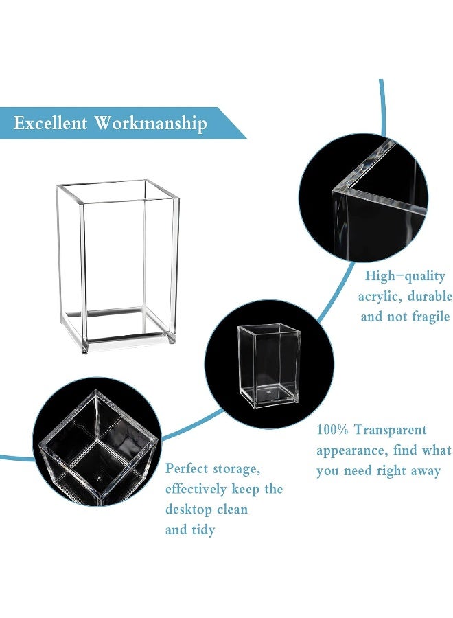 TPGP Acrylic Pencil Holder 3 Pcs Transparent Square Pen Holder For Office School Bathroom - Image 3