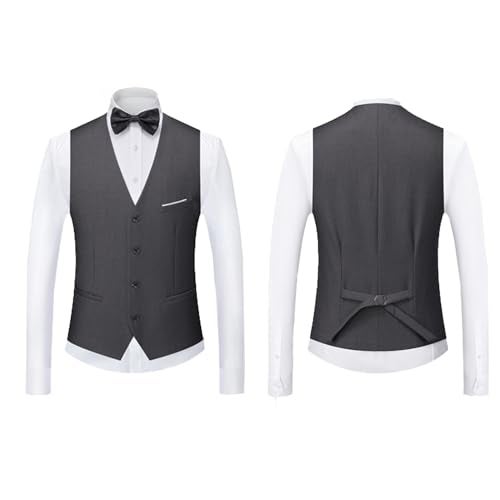 UNINUKOO Men Suits Slim Fit 3 Piece Tuxedo Set Shawl Lapel Wedding Casual Formal Tuxedo with Bow Tie US Size M Beige - Image 2