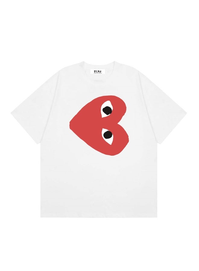 PLAY Streetwear PLAY Red Heart Eye Print White Short Sleeve T-Shirt Size L - Image 1