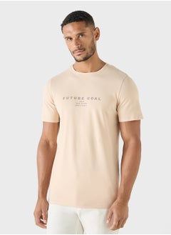Iconic Slogan Print T-shirt with Short Sleeves and Crew N  - Image 1