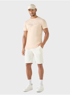 Iconic Slogan Print T-shirt with Short Sleeves and Crew N  - Image 4
