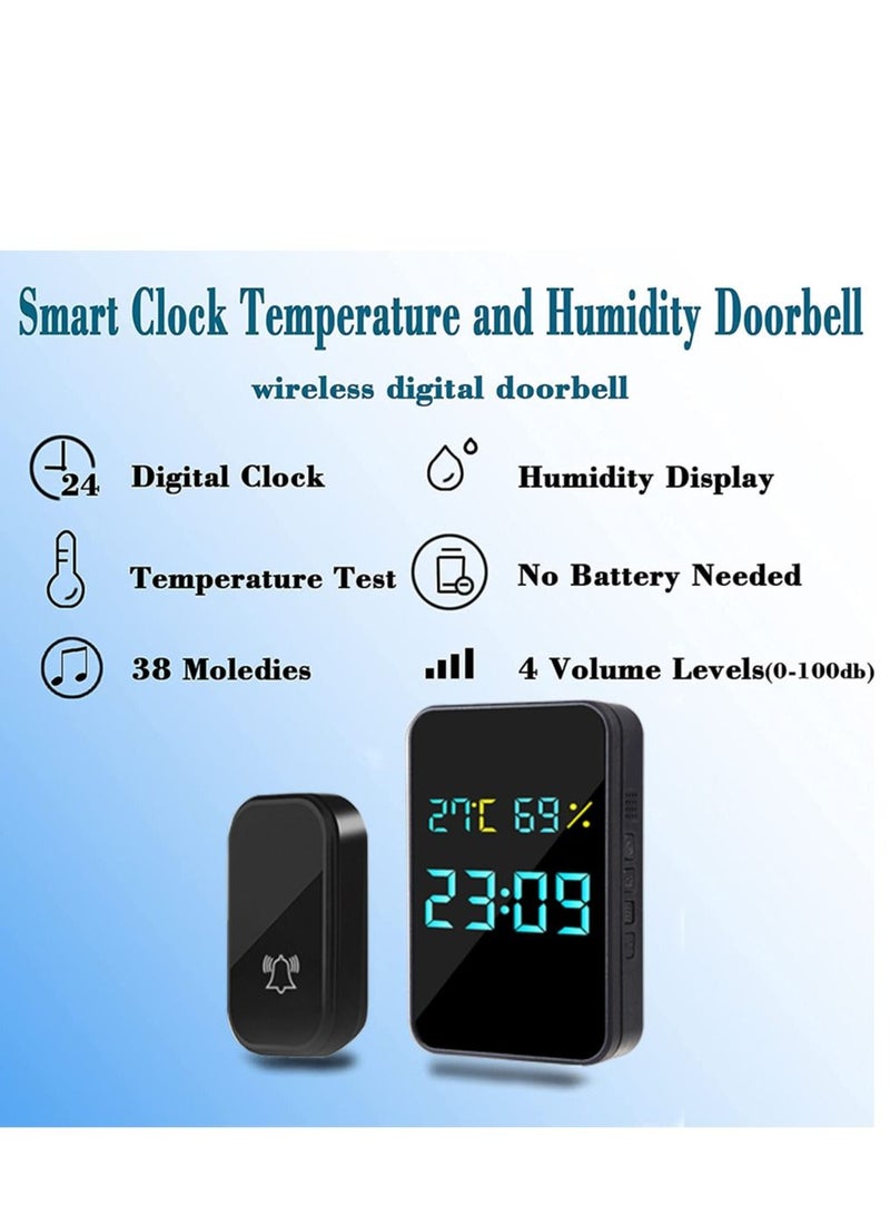 No Battery Needed Wireless Doorbells for Home, Waterproof and Self-powered Door bell, Displays Temperature, Humidity and Time, Houses Door bell with 38 Melodies and 4 Volume Levels  - Image 3