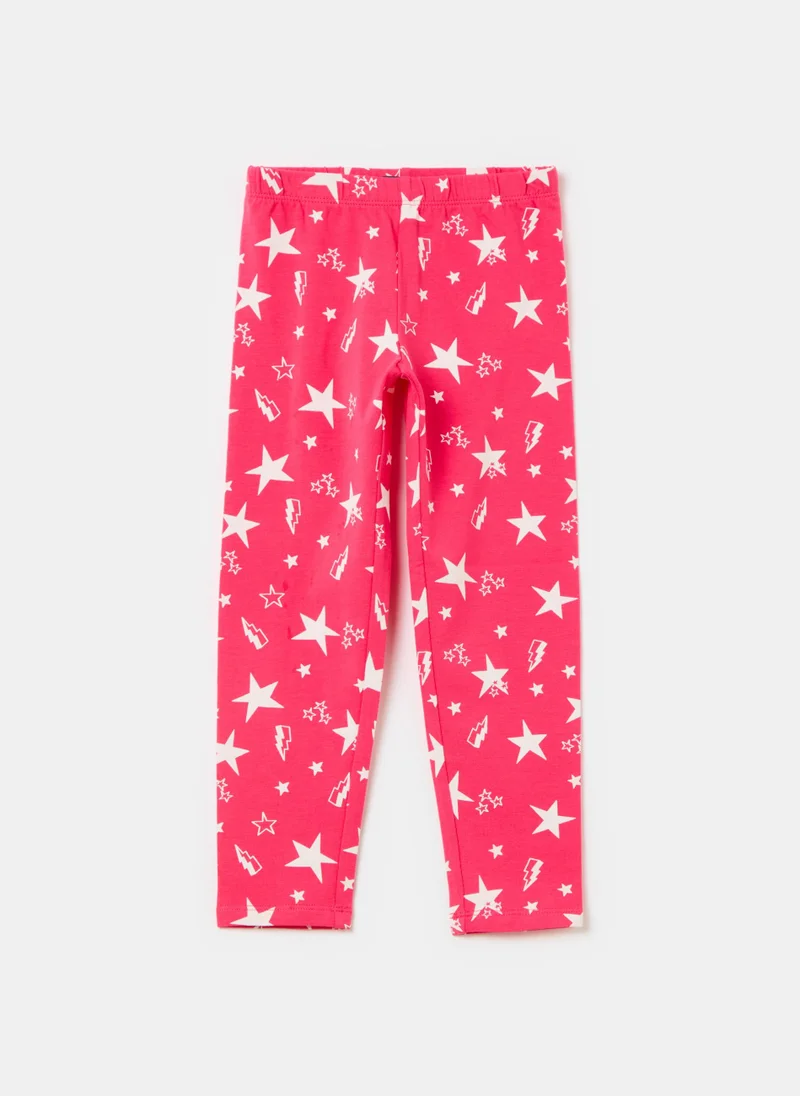 او في اس Printed stretch leggings