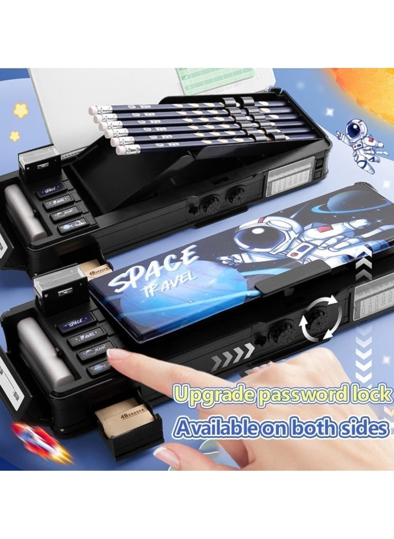 GUDOO Pop Up Multifunction Pencil Case for Girls Boys, Cute Cartoon Pen Box Organizer Stationery with Lock, Sharpener, Schedule, Whiteboard, School Supplies, Best Gifts for Kids Teens  - Image 2