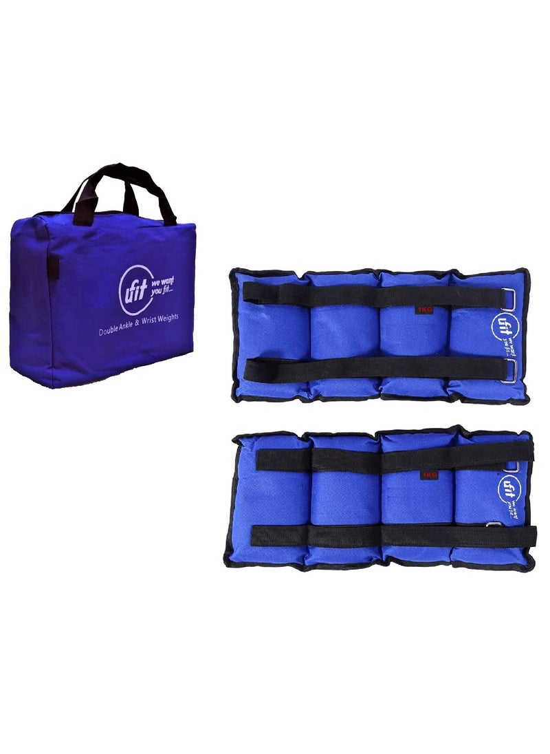 UFIT - Double Ankle & Wrist Sand Weights With Carry Bag, Blue 2KG (1KG×2PCS) - Image 1