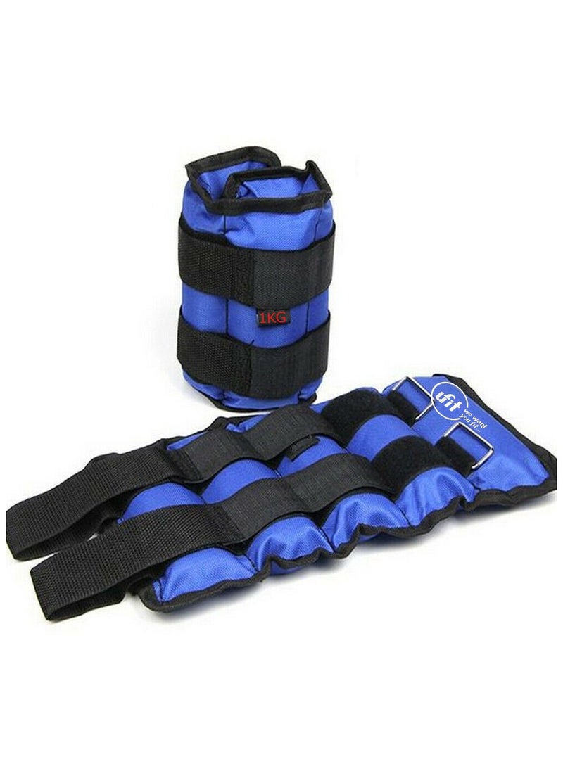 UFIT - Double Ankle & Wrist Sand Weights With Carry Bag, Blue 2KG (1KG×2PCS) - Image 1