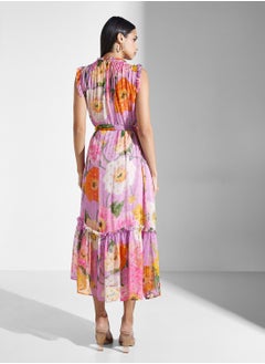 Hope & Ivy Sleeveless High Neck Maxi Dress with Waist Tie  - Image 2