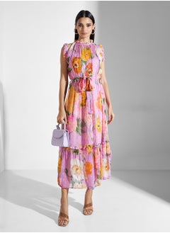 Hope & Ivy Sleeveless High Neck Maxi Dress with Waist Tie  - Image 4