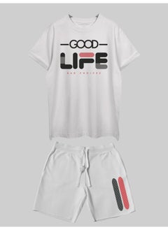 THREADCURRY THREADCURRY Good Life Printed Co-ord Set for Men - Half Sleeve Oversized T-Shirt and Shorts  - Image 1