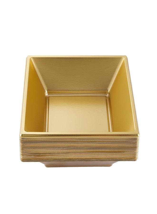 N9R 50 Count Gold Square Plastic Serving Bowls, 12 Oz Disposable Square Bowls for Candy Snake, Salad Bowl Perfect for Party Wedding Birthday - Image 1
