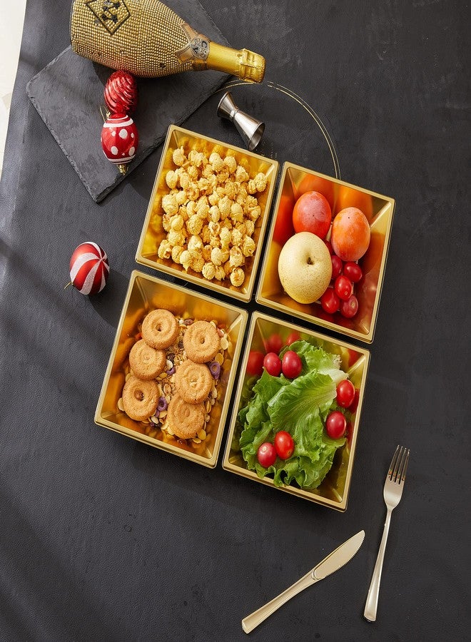 N9R 50 Count Gold Square Plastic Serving Bowls, 12 Oz Disposable Square Bowls for Candy Snake, Salad Bowl Perfect for Party Wedding Birthday - Image 3
