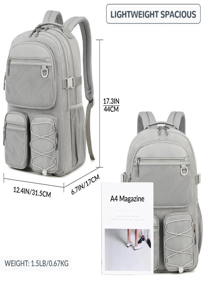 Lohol Water Resistant Daypack with Mulitiple Pockets for Travel Outdoor College, 15.6 inch Laptop Backpack for Men and Women, Grey, Large, Daypack Backpacks - Image 3