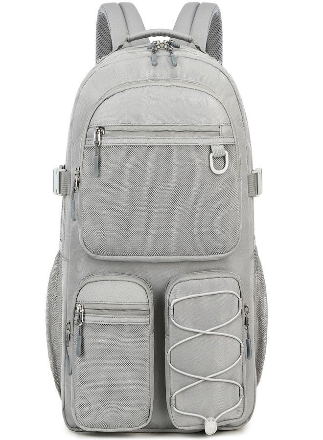 Lohol Water Resistant Daypack with Mulitiple Pockets for Travel Outdoor College, 15.6 inch Laptop Backpack for Men and Women, Grey, Large, Daypack Backpacks - Image 1