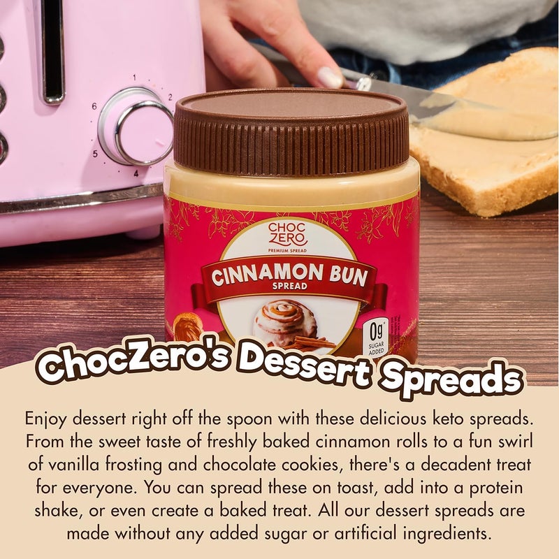 ChocZero Cinnamon Bun Spread - No Added Sugar, High Fiber, Low Carb Keto Breakfast & Dessert Spread, 12 oz Jar - Image 4