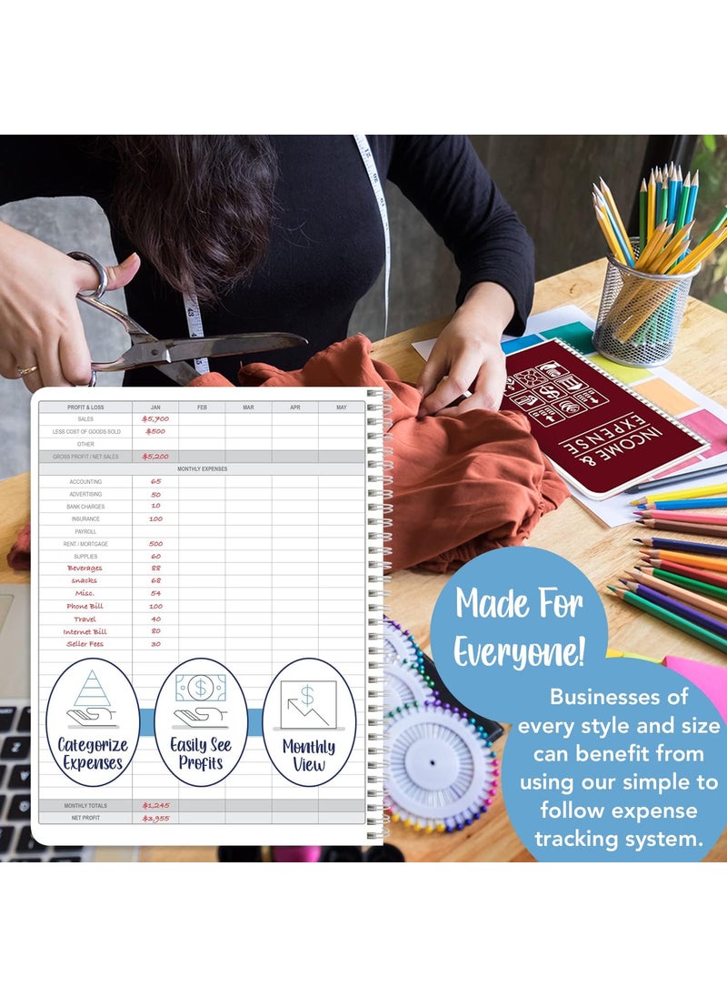 BookFactory BookFactory Income and Expense Log Book TrackerSmall Business Ledger BookAccounting  Bookkeeping Ledger Log BookLogBook 108 Pages  85 x 11 WireO LOG1087CWPPIncomeExpenseBX  - Image 4