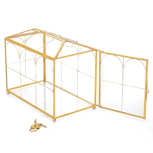 Okllen Glass Card Box with Slot, Large Gold Clear Card Box for Wedding Receptions, Decorative Storage Box with Lock for Baby Shower, Birthday Party, Bridal Shower - Image 4
